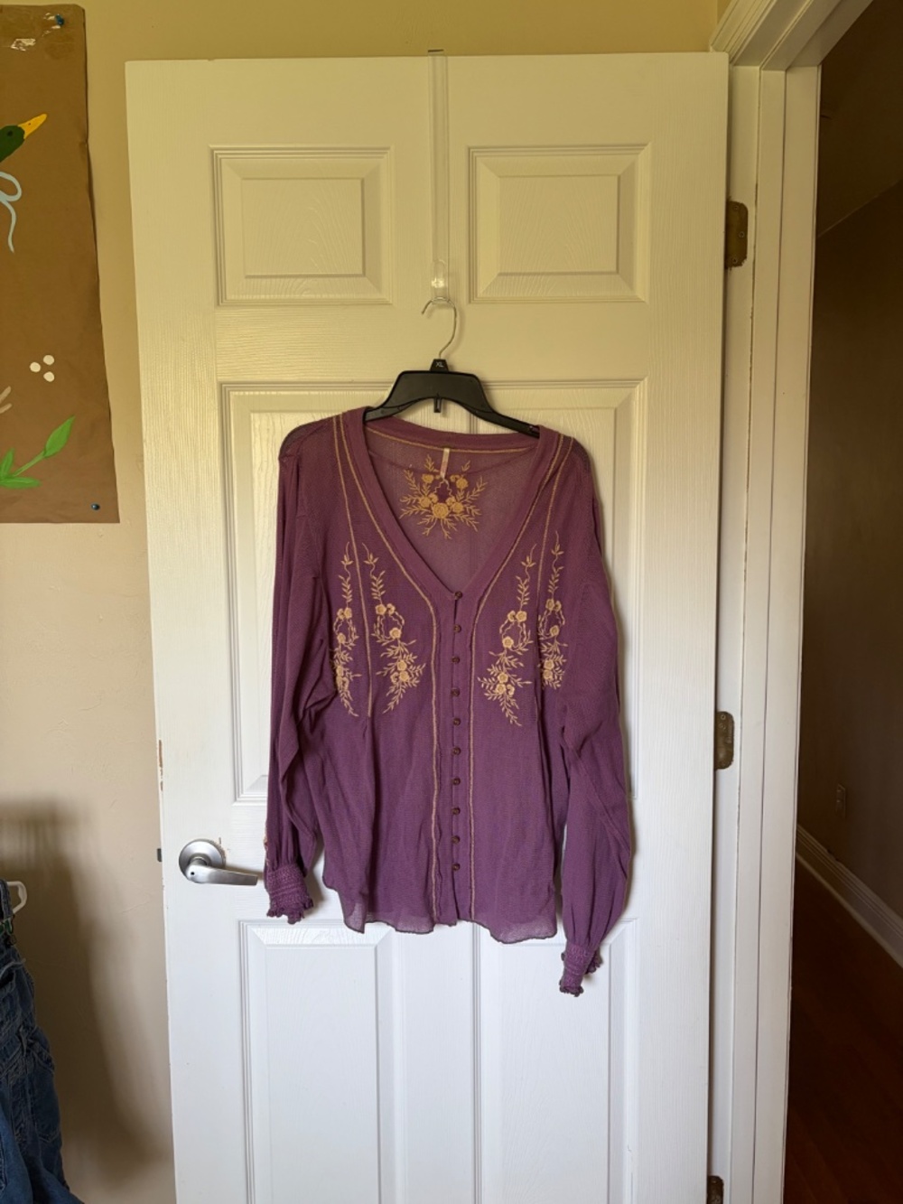 Free People Margie Button Up Top - Purple - S - Picture 3 of 5